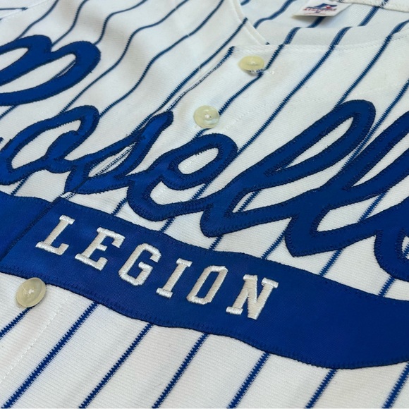 Vintage Russell Athletic American Legion Baseball Jersey Roselle 229 Pinstripe M - Picture 7 of 9